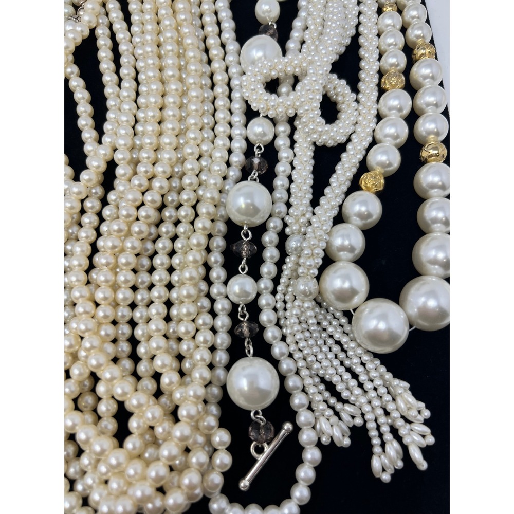 Vintage to Modern Pearl Necklace & Bracelet Gold & Silver Tone Beaded Lot of 30 - Picture 15 of 16